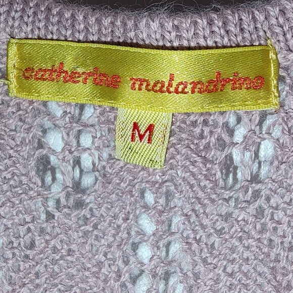 CATHERINE MALANDRINO KNIT TANK LACEY/SOLID MIXED MEDIA ALPACA DUSTY ROSE MEDIUM - Picture 4 of 9